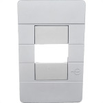 Placa Conjunto Dicompel Ritz Branca 4X2 - 2 Modulos Horizontais + Suporte - Rzb-2300/38