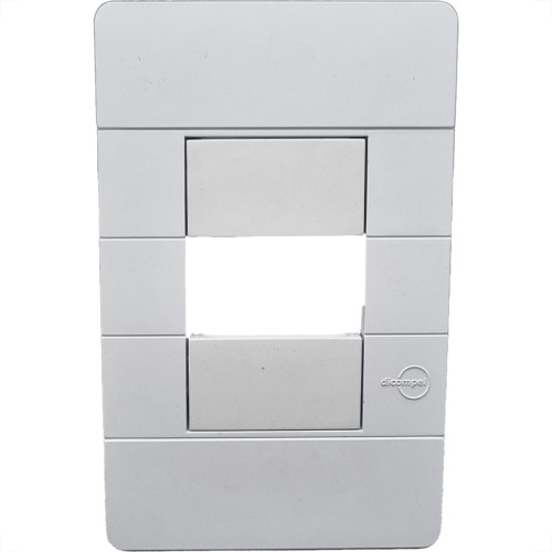 Placa Conjunto Dicompel Ritz Branca 4X2 - 2 Modulos Horizontais + Suporte - Rzb-2300/38