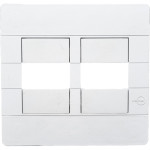 Placa Conjunto Dicompel Ritz Branca 4X4 - 2 Modulos Horizontais + Suporte - Rzb-2300/41