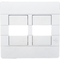 Placa Conjunto Dicompel Ritz Branca 4X4 - 2 Modulos Horizontais + Suporte - Rzb-2300/41