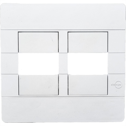 Placa Conjunto Dicompel Ritz Branca 4X4 - 2 Modulos Horizontais + Suporte - Rzb-2300/41