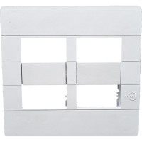 Placa Conjunto Dicompel Ritz Branca 4X4 - 4 Modulos Horizontais + Suporte - Rzb-2300/42