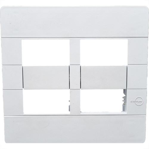 Placa Conjunto Dicompel Ritz Branca 4X4 - 4 Modulos Horizontais + Suporte - Rzb-2300/42