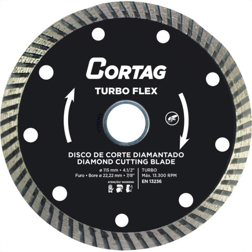 Disco Diamantado Cortag Turbo Flex 115Mm X 22,2Mm Para Esmerilhadeira - 61549