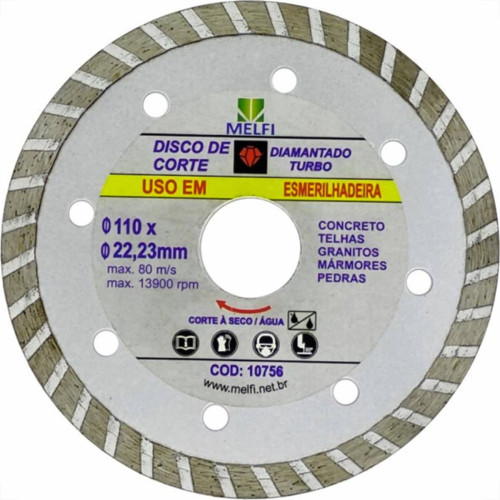 Disco Diamantado Melfi Turbo 110Mm X 22,23Mm - 10756