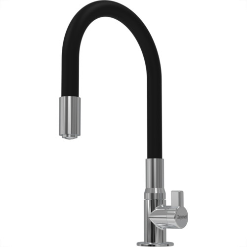 Torneira Gourmet Flex Mesa Bica Movel Metal Zagonel Motion Cozinha Preta - 1/4 Volta