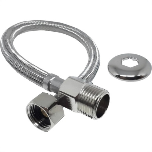 Engate Flexivel Malha Inox Alta Pressao Alpha 40Cm