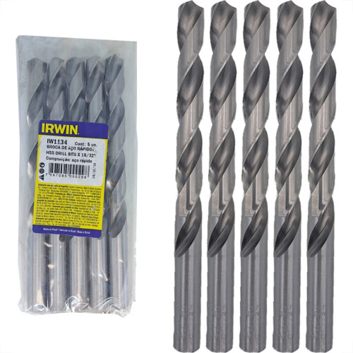 Broca Aco Rapido Irwin   15/32'' - Kit C/5 Pecas