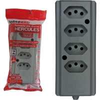 Tomada Barra Interneed 2 Polos +Terra Cinza 20A. Quadrupla