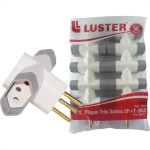 Pino 3 Saidas Luster 2 Polos+Terra 10A. Branco/Cinza - 2044 - Kit C/10 Pecas