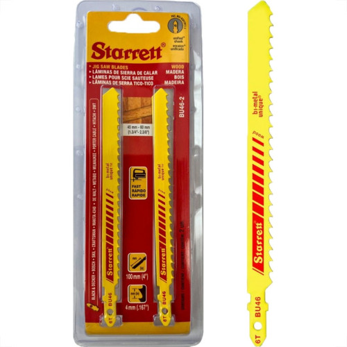 Serra Tico-Tico Lamina Starrett Madeira Bi-Metal Com 2 Pecas Bu46-2 - 100Mm - 6T