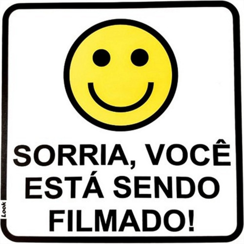 Placa Look 15X15Cm (Sorria Voce Esta Sendo Filmado) - Kit C/5 Pecas