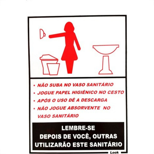 Placa Look 15X20Cm (Sanitario Feminino Educativo) - Kit C/5 Pecas
