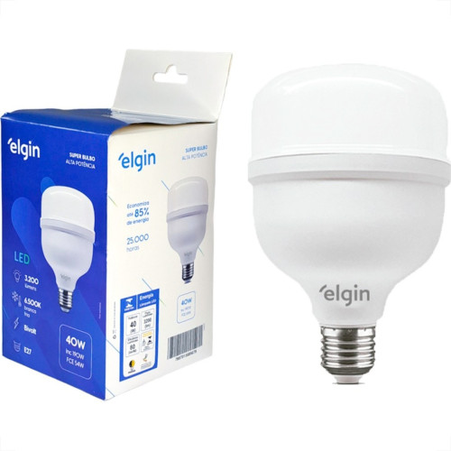 Lampada Led Alta Potencia Elgin 40W. 3200Lm Bivolt 6500K. - E27