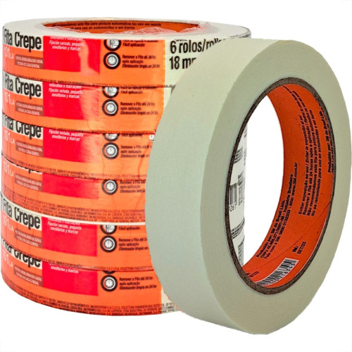 Fita Crepe 3M 101 La 18Mm X50M - Kit C/6 Pecas