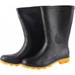 Bota Galocha Pega Forte Preta/Amarela 323 No.45/46 Com Meia