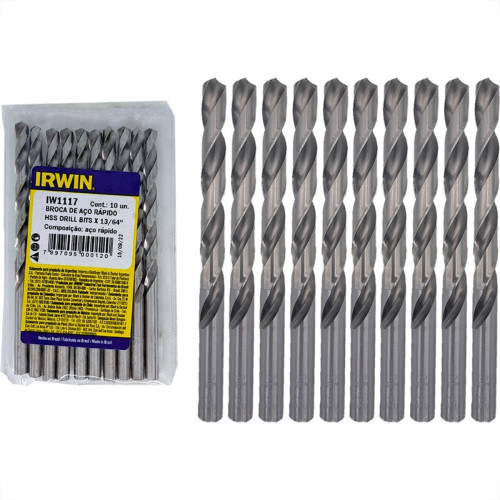 Broca Aco Rapido Irwin   13/64'' - Kit C/10 Pecas