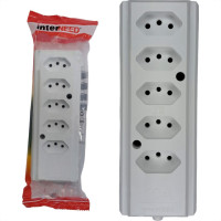 Tomada Barra Interneed 2 Polos +Terra Branca 10A. Quintupla
