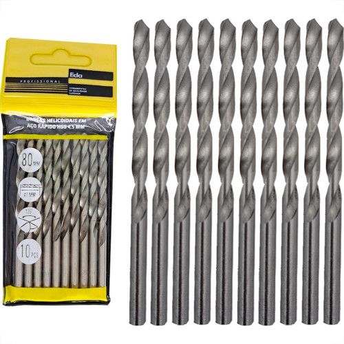 Broca Aco Rapido Eda 4,5Mm - 0Bv - Kit C/10 Pecas