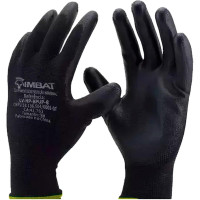 Luva Poliester Imbat Pu Preto 10 - Kit C/12 PR