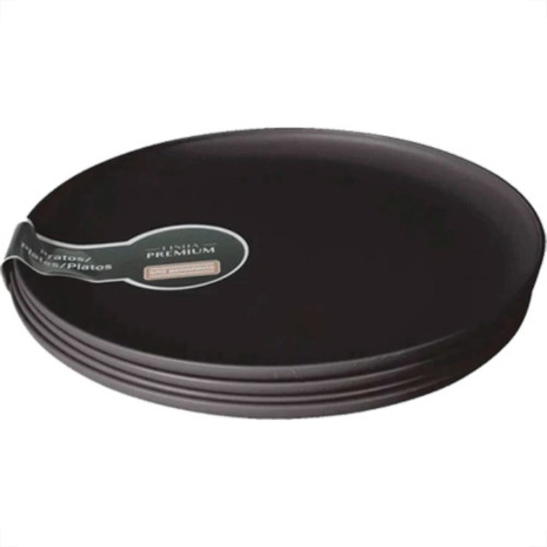 Cj.04 Pratos Rasos Peq.Preto