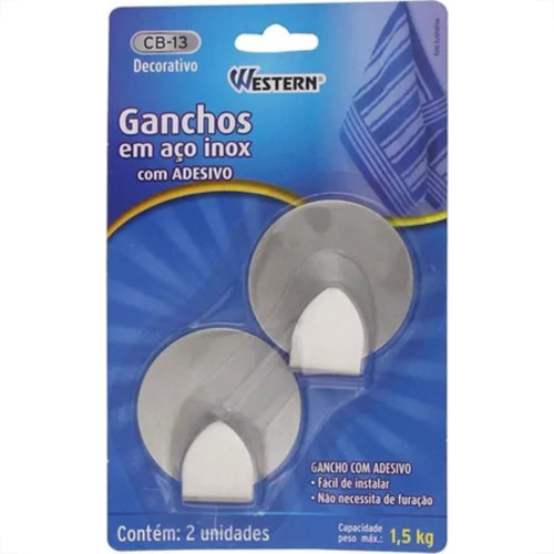 Gancho Aco Inox C/Adesivo West 1,5K
